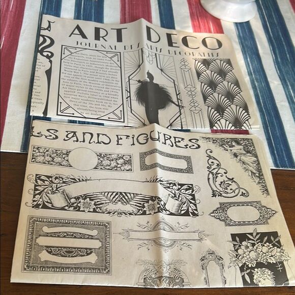 Cora Crea Vintage Art Deco Journal Pages journaling set of 2 - Picture 1 of 7